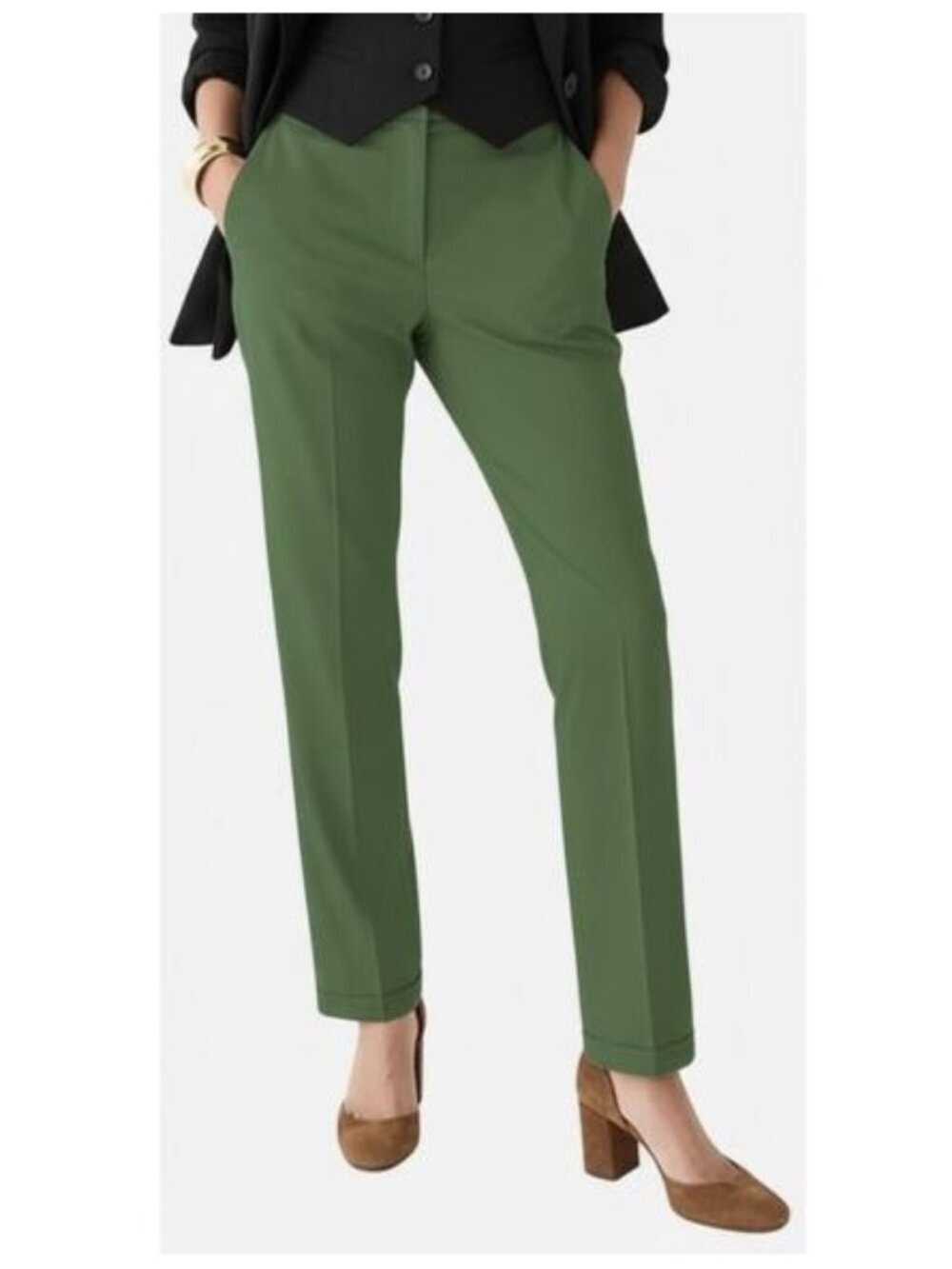 NWT J.CREW Kate Cuffed Straight-Leg Lightweight Chino Pant Size 24 Utility Green